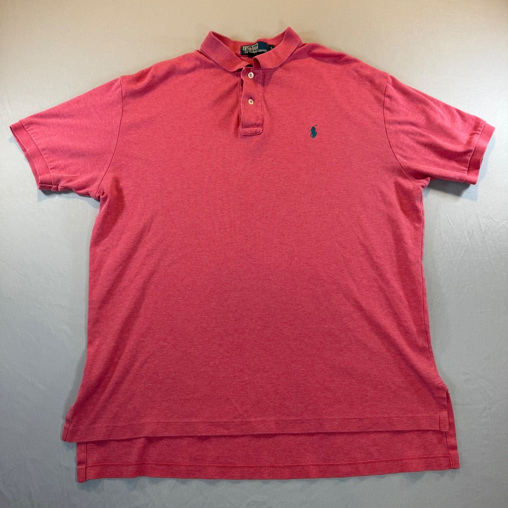 Polo‎ Ralph Lauren Mens Large Pink Heather Short Sleeve Cotton Polo Shirt Pony